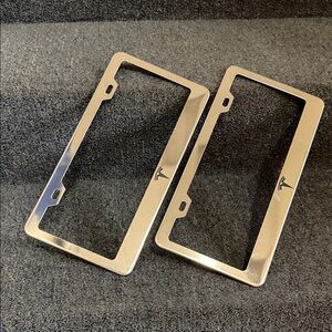 Tesla Chrome Silver Metal License Plate Frames